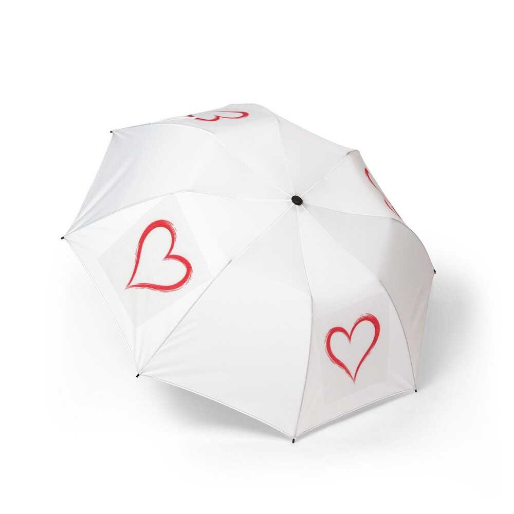 Red Heart Pattern Umbrella | Foldable Rain Umbrella